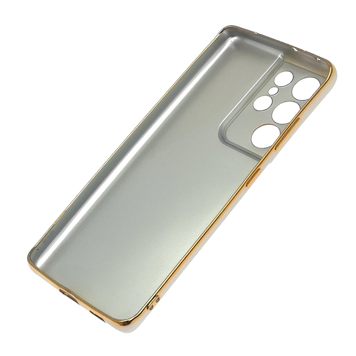 Чехол накладка Star Shine для SAMSUNG Galaxy S21 Ultra (SM-G998), силикон, цвет окантовки золотистый