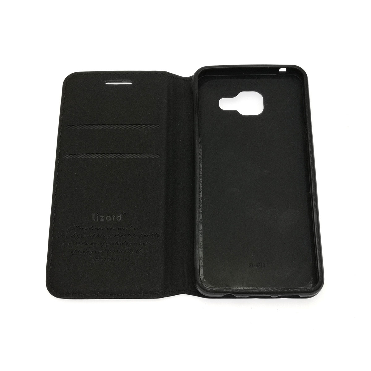 Чехол книжка для SAMSUNG Galaxy A3 2016 (SM-A310), экокожа, визитница, рисунок Медведь полицейский и пончик.