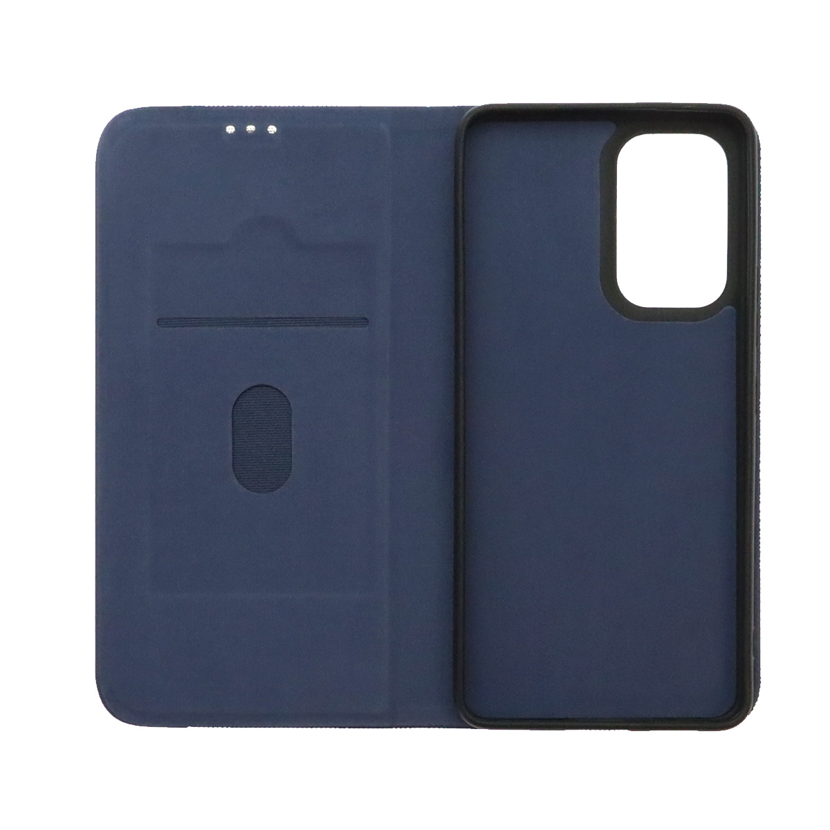 Чехол книжка MESH для SAMSUNG Galaxy A53 5G (SM-A536E), текстиль, силикон, бархат, визитница, цвет темно синий