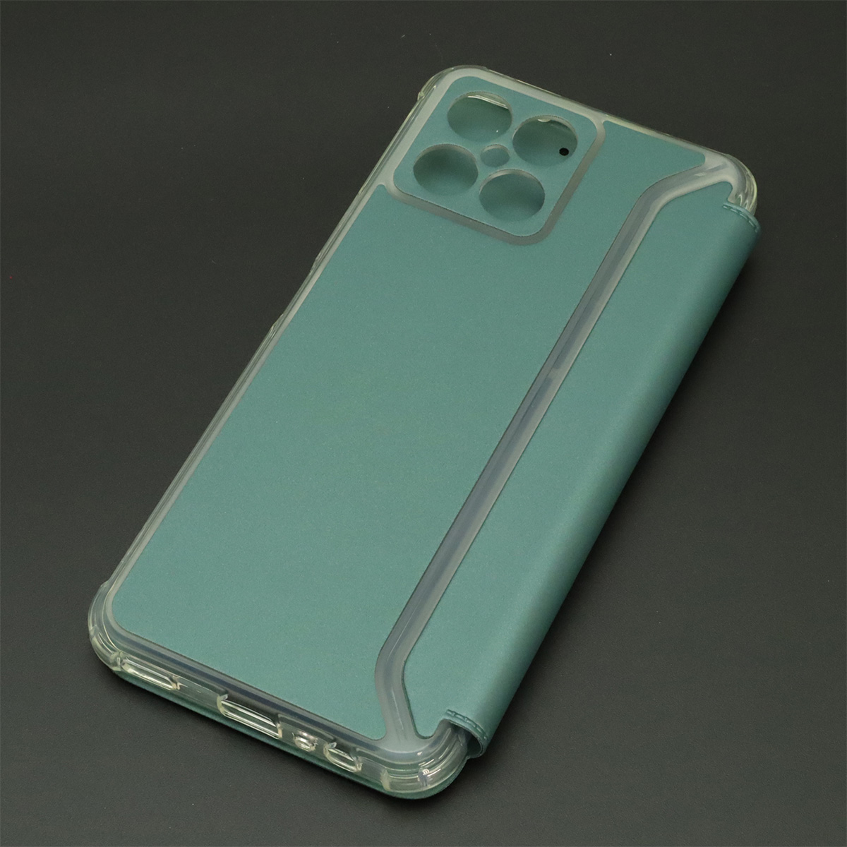 Чехол книжка для HUAWEI Honor X8, экокожа, визитница, цвет темно зеленый