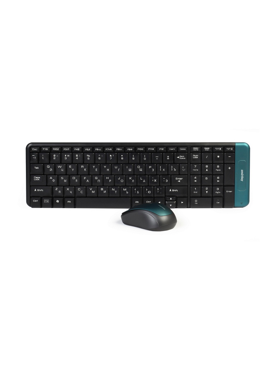 Комплект беспроводная мышь и клавиатура SMARTBUY 222358AG-K, цвет черно зеленый