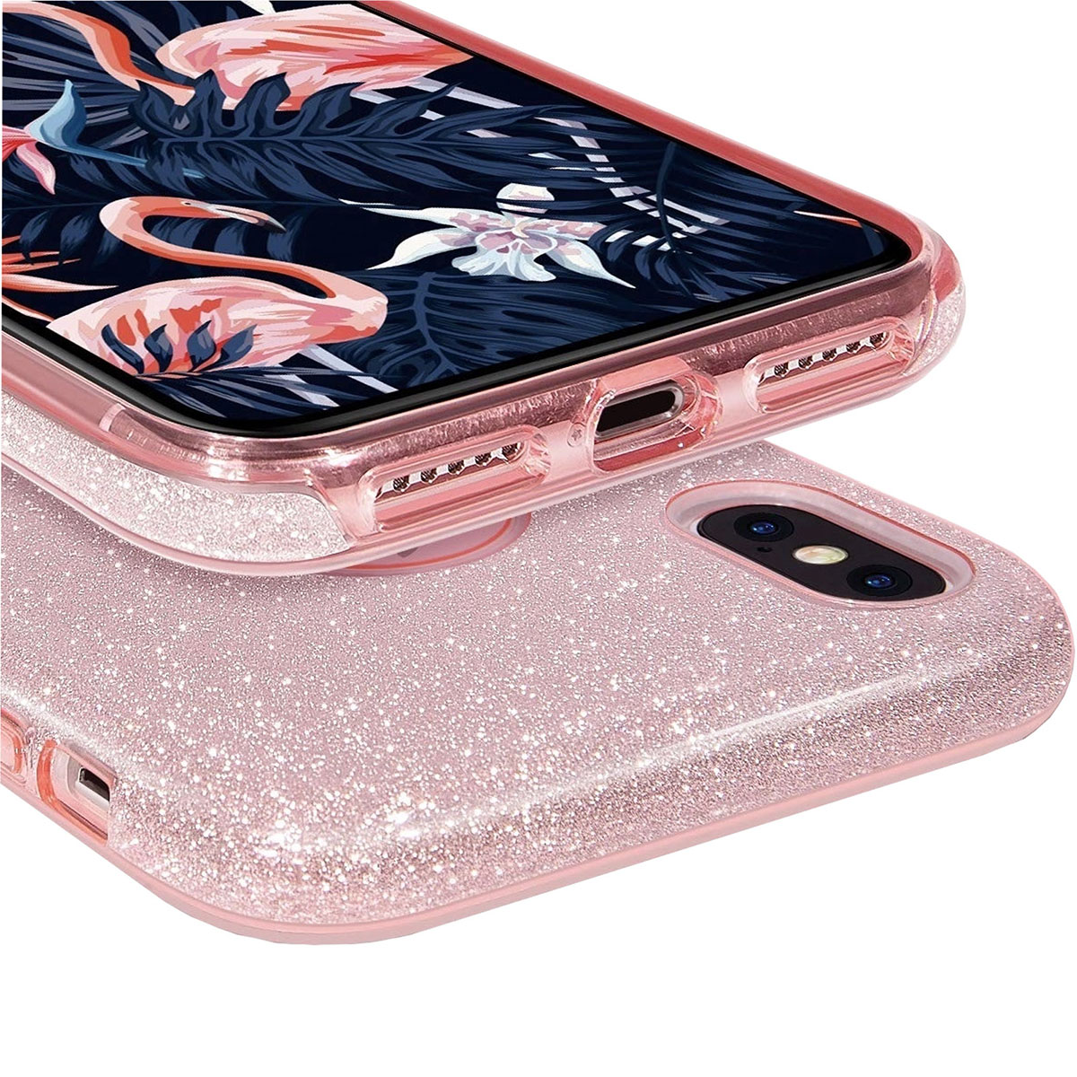 Чехол накладка Shine для APPLE iPhone XS MAX, силикон, блестки, цвет розовый