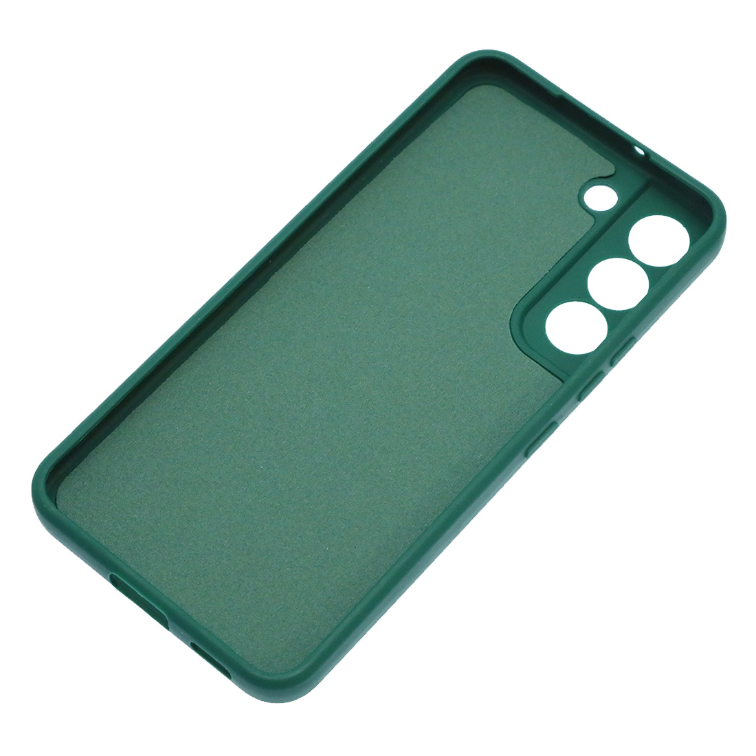Чехол накладка для SAMSUNG Galaxy S22, силикон, бархат, цвет темно зеленый