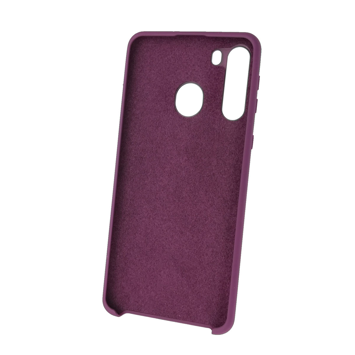 Чехол накладка Silicon Cover для SAMSUNG Galaxy A21 (SM-A215), силикон, бархат, цвет баклажан.
