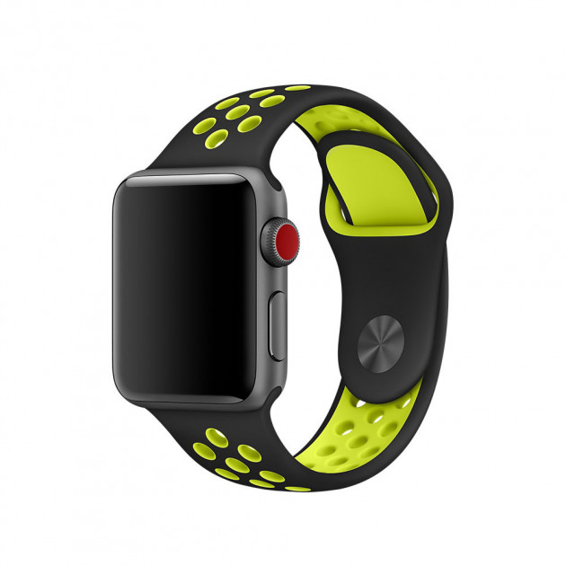 Ремешок для Apple Watch спортивный "Nike", размер 40 mm, цвет чёрный - зеленый.