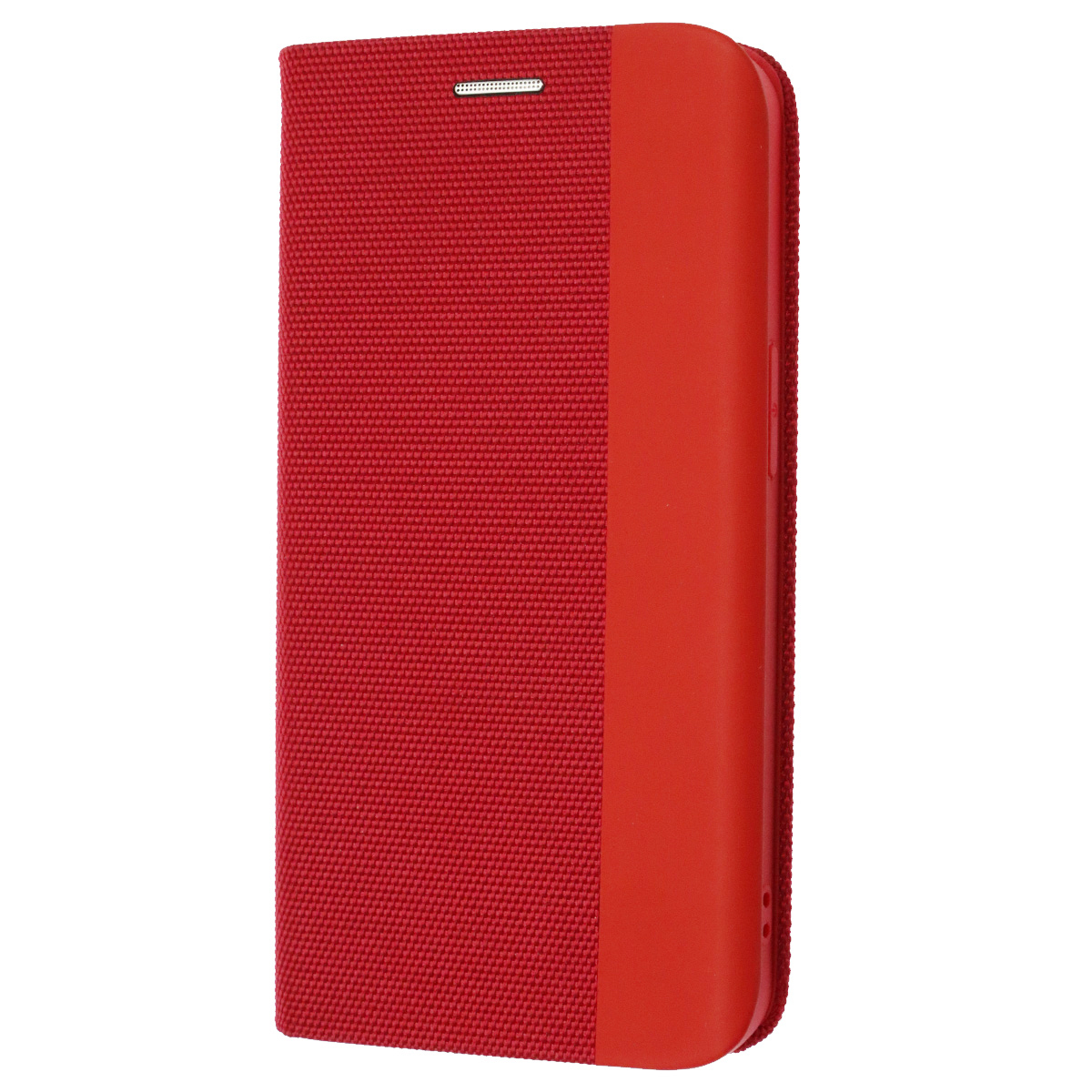 Чехол книжка MESH для APPLE iPhone 13 Pro (6.1), текстиль, силикон, бархат, визитница, цвет красный