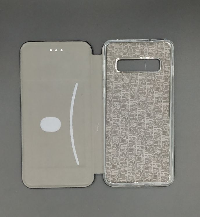 Чехол книжка для SAMSUNG Galaxy S10 (SM-G973), экокожа, визитница, цвет черный.