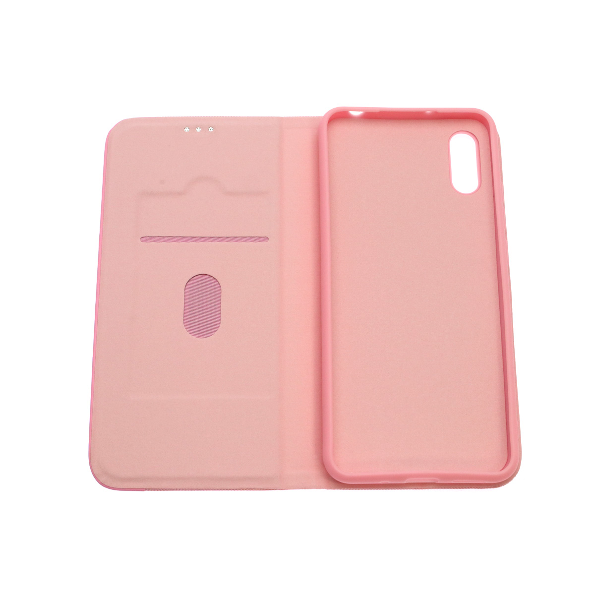 Чехол книжка MESH для XIAOMI Redmi 9A, текстиль, силикон, бархат, визитница, цвет розовый