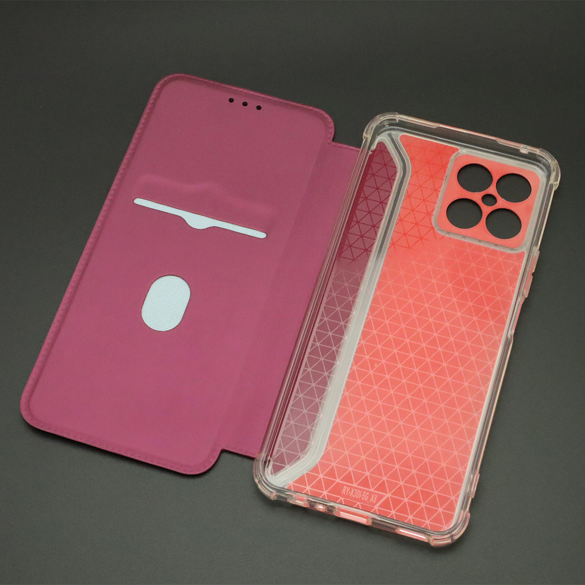 Чехол книжка для HUAWEI Honor X8, экокожа, визитница, цвет бордовый