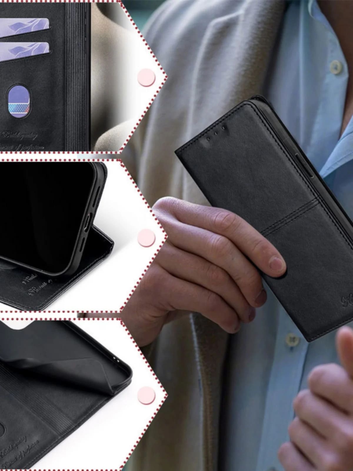 Чехол книжка elitcase для Realme 9 4G, Realme 9 Pro Plus, экокожа, визитница, цвет черный