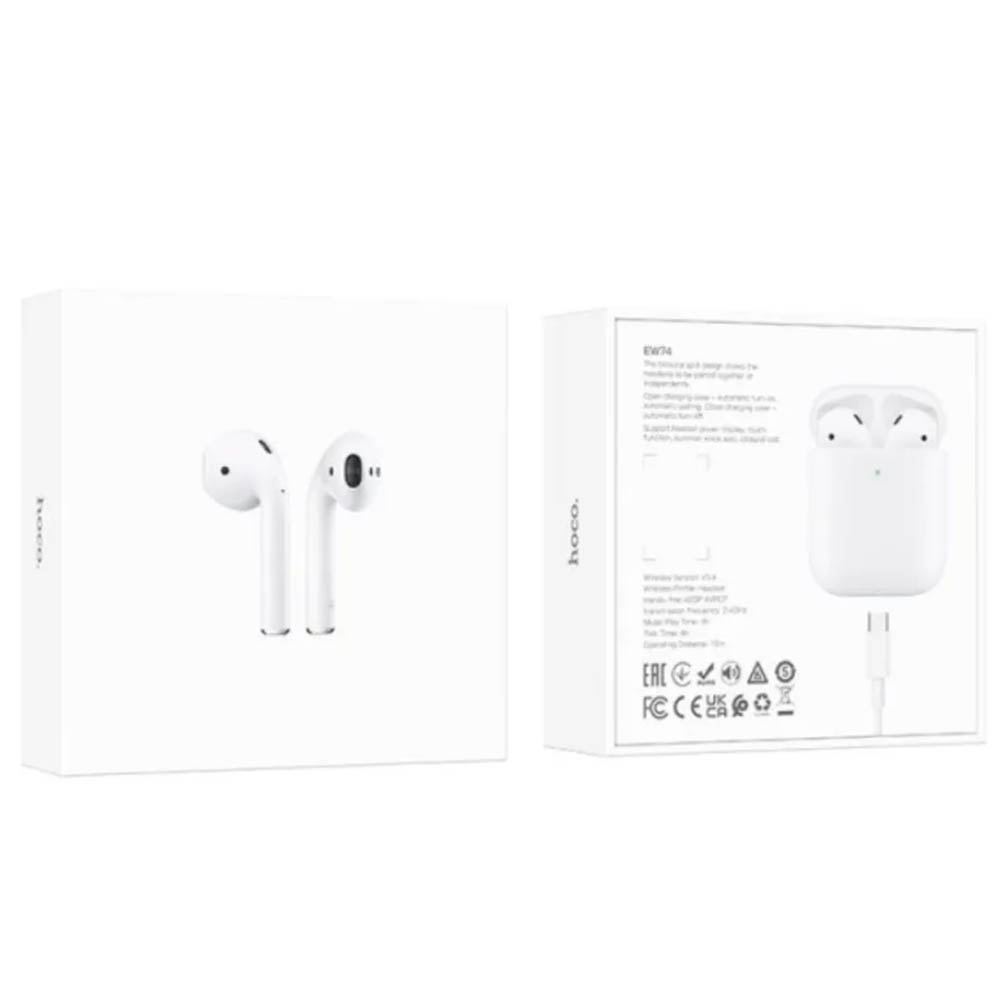 Гарнитура (наушники с микрофоном) беспроводная, HOCO EW74, цвет белый