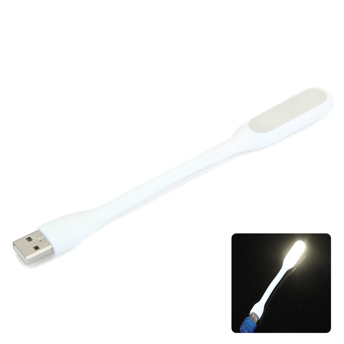 LED USB светильник, 6 диодов, длина 16.5 см, цвет белый