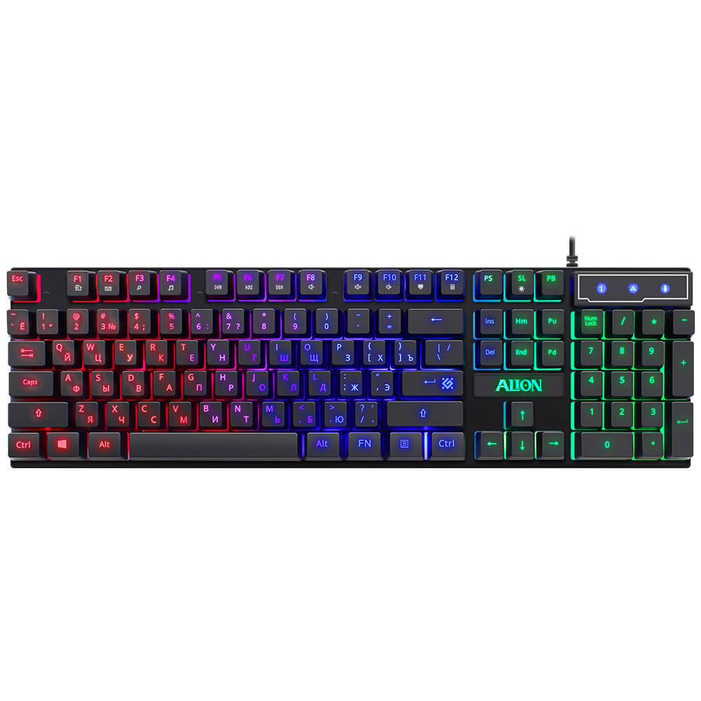 Игровой набор мышь, клавиатура, коврик, DEFENDER Alion, с подсветкой, цвет черный (-30%)