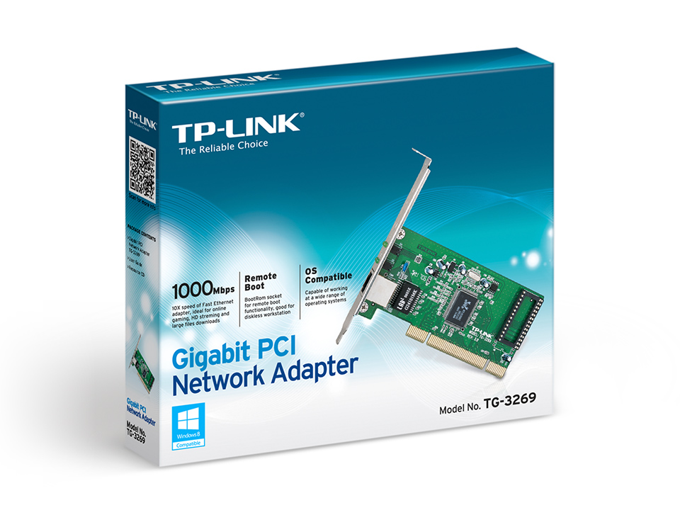 Сетевая карта TP-LINK TG-3269, интерфейс PCI 2.2, 10/100/1000 Мбит/c, 1xRJ-45, автоматическое опреде.