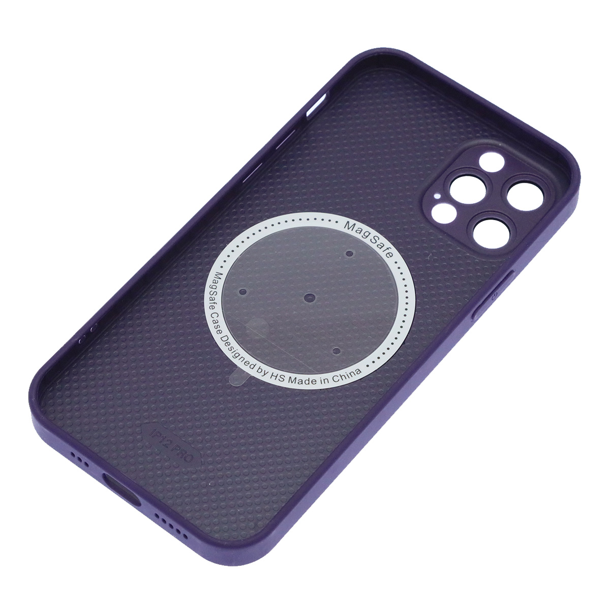 Чехол накладка AG Glass case с поддержкой MagSafe для APPLE iPhone 12 Pro, силикон, защита камеры, цвет темно фиолетовый