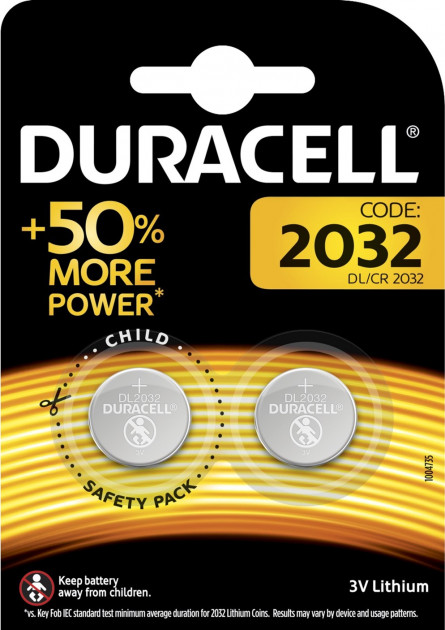 Батарейка DURACELL CR2032 BL2 Lithium 3V
