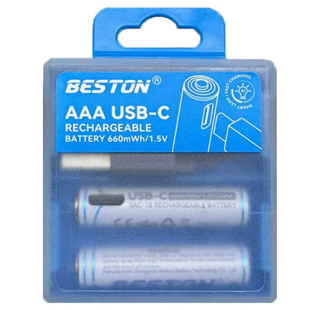 Аккумулятор с входом Type-C BESTON AAA, BL2, 660 mWh 1.5 V, кабель USB на 2 Type-C (Продажа комплектом)