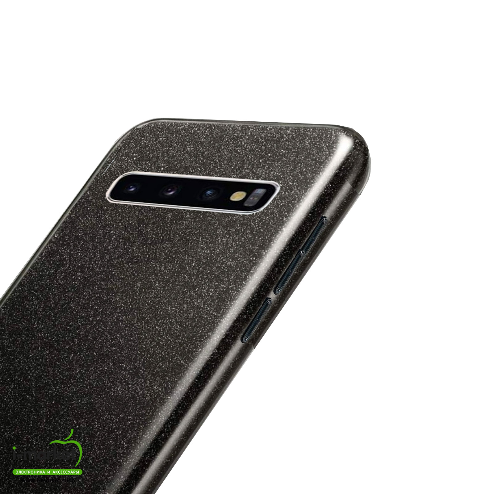 Чехол накладка Shine для SAMSUNG Galaxy S10 (SM-G973), силикон, блестки, цвет черный