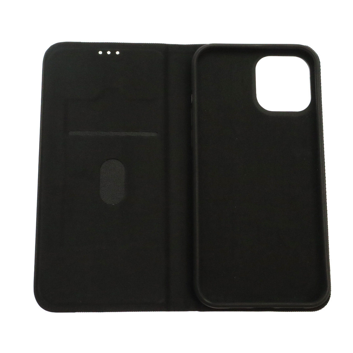 Чехол книжка MESH для APPLE iPhone 12 Pro Max (6.7), текстиль, силикон, бархат, визитница, цвет черный