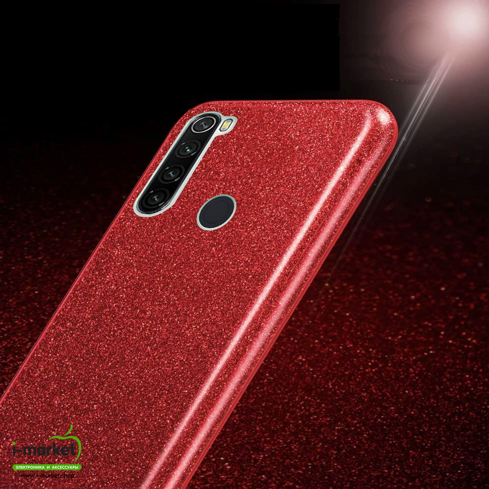 Чехол накладка Shine для XIAOMI Redmi Note 8, силикон, блестки, цвет красный