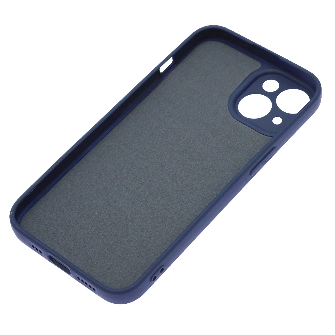 Чехол накладка Silicon Case для APPLE iPhone 14, защита камеры, силикон, бархат, цвет темно синий