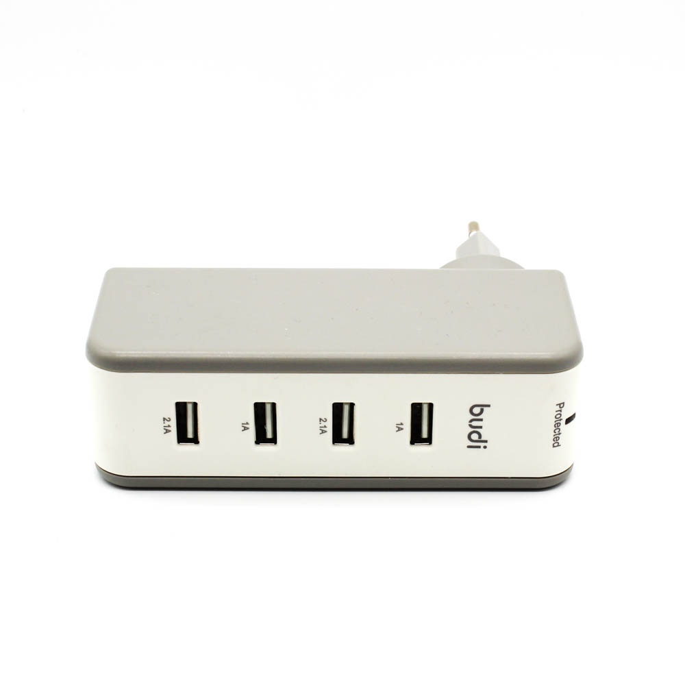 СЗУ (Сетевое зарядное устройство) BUDI M8J301E c 6 USB выходами, 2 USB x 0.5A, 2 USB x 1A, 2 USB x 2.1A, бежево белый