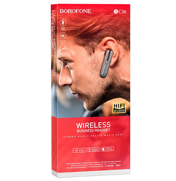 Гарнитура (наушник с микрофоном) беспроводная, BOROFONE BC36 Smart, цвет черный