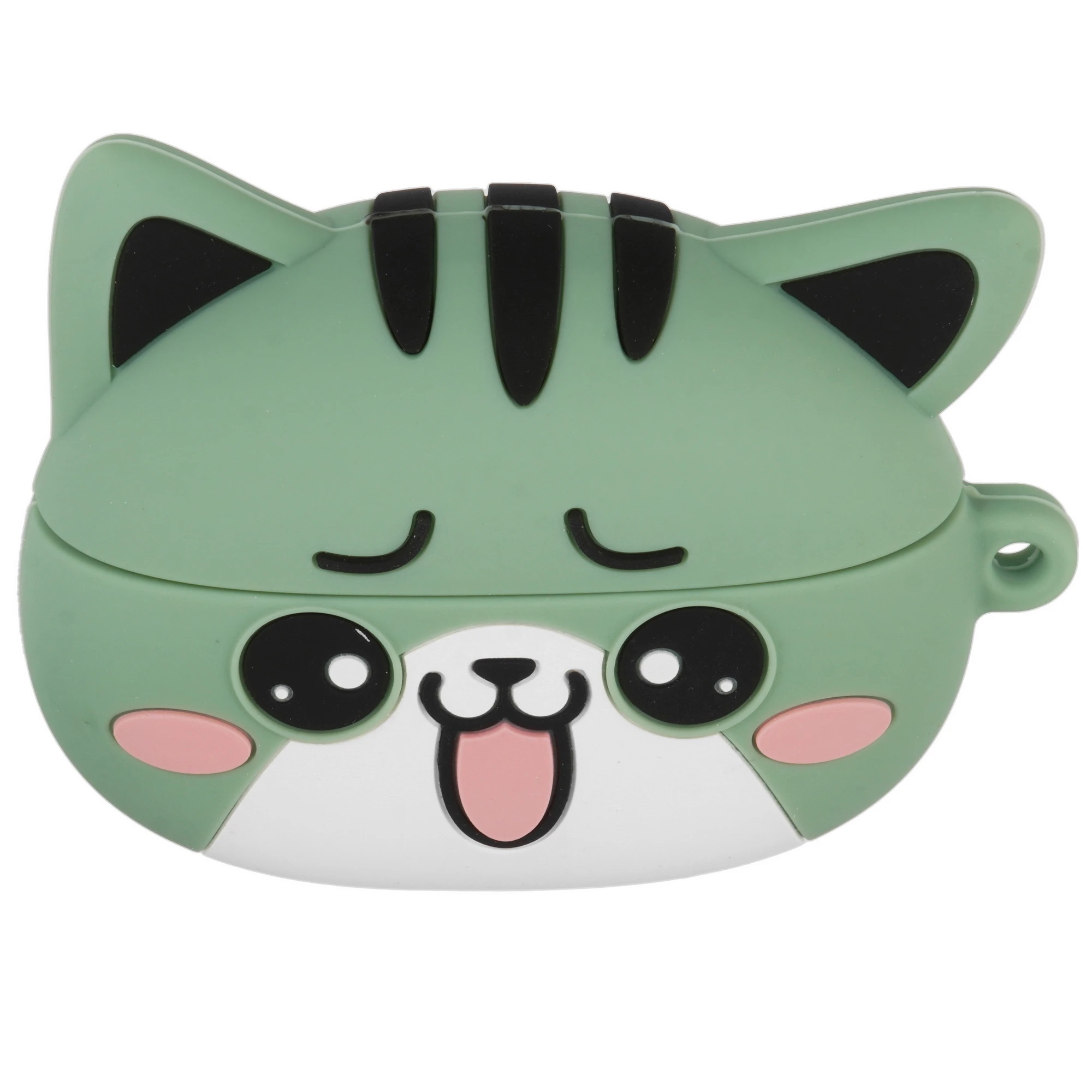 Гарнитура (наушники с микрофоном) беспроводная TWS HEADSET, HOCO EW48 Mint Cat, с силиконовым футляром зеленый кот