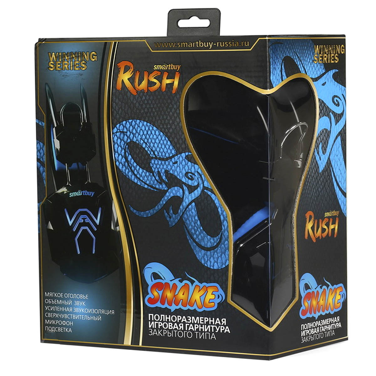 Игровая гарнитура (наушники с микрофоном) проводная полноразмерная Smartbuy SBHG-1000 COBRA, цвет черно синий
