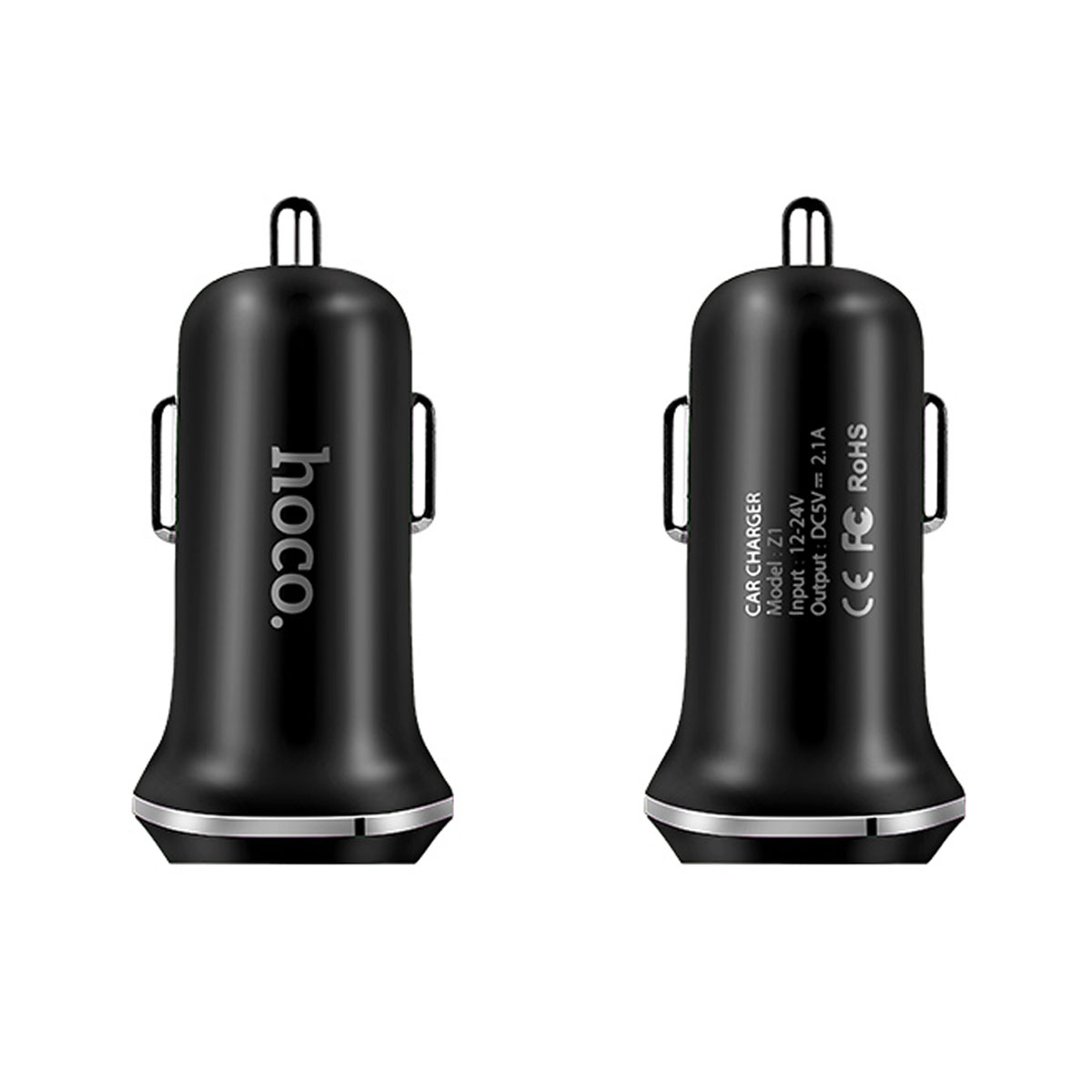 АЗУ (Автомобильное зарядное устройство) HOCO Z1, 2.1A, 2 USB, черный