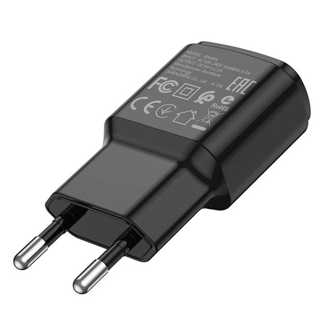СЗУ (Сетевое зарядное устройство) BOROFONE BA48A Orion, 2.1A, 1 USB, цвет черный
