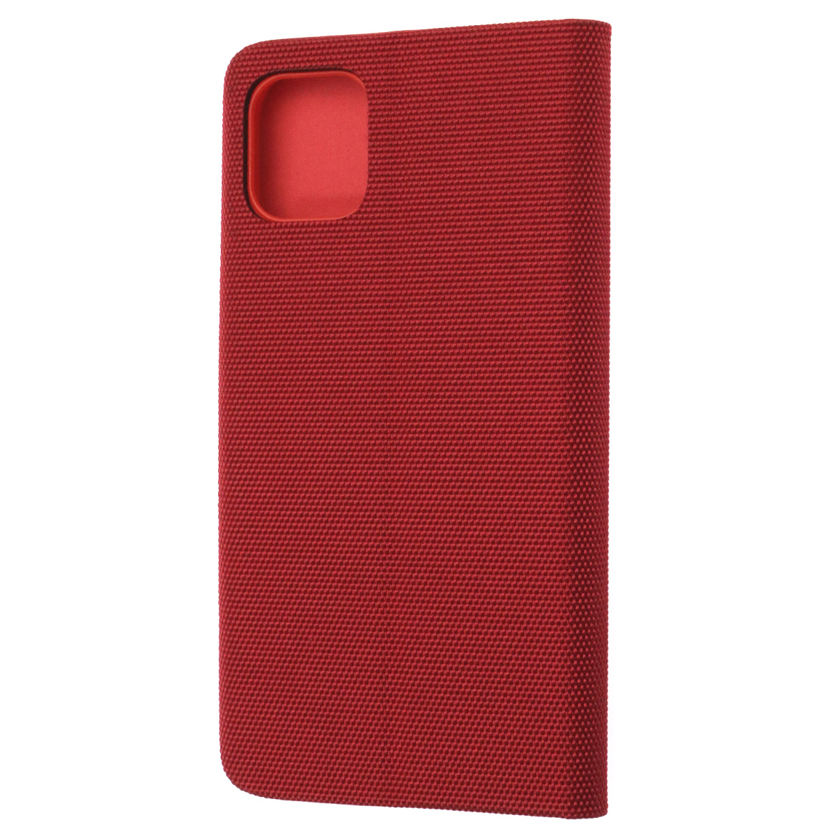 Чехол книжка MESH для APPLE iPhone 11 (6.1), текстиль, силикон, бархат, визитница, цвет красный