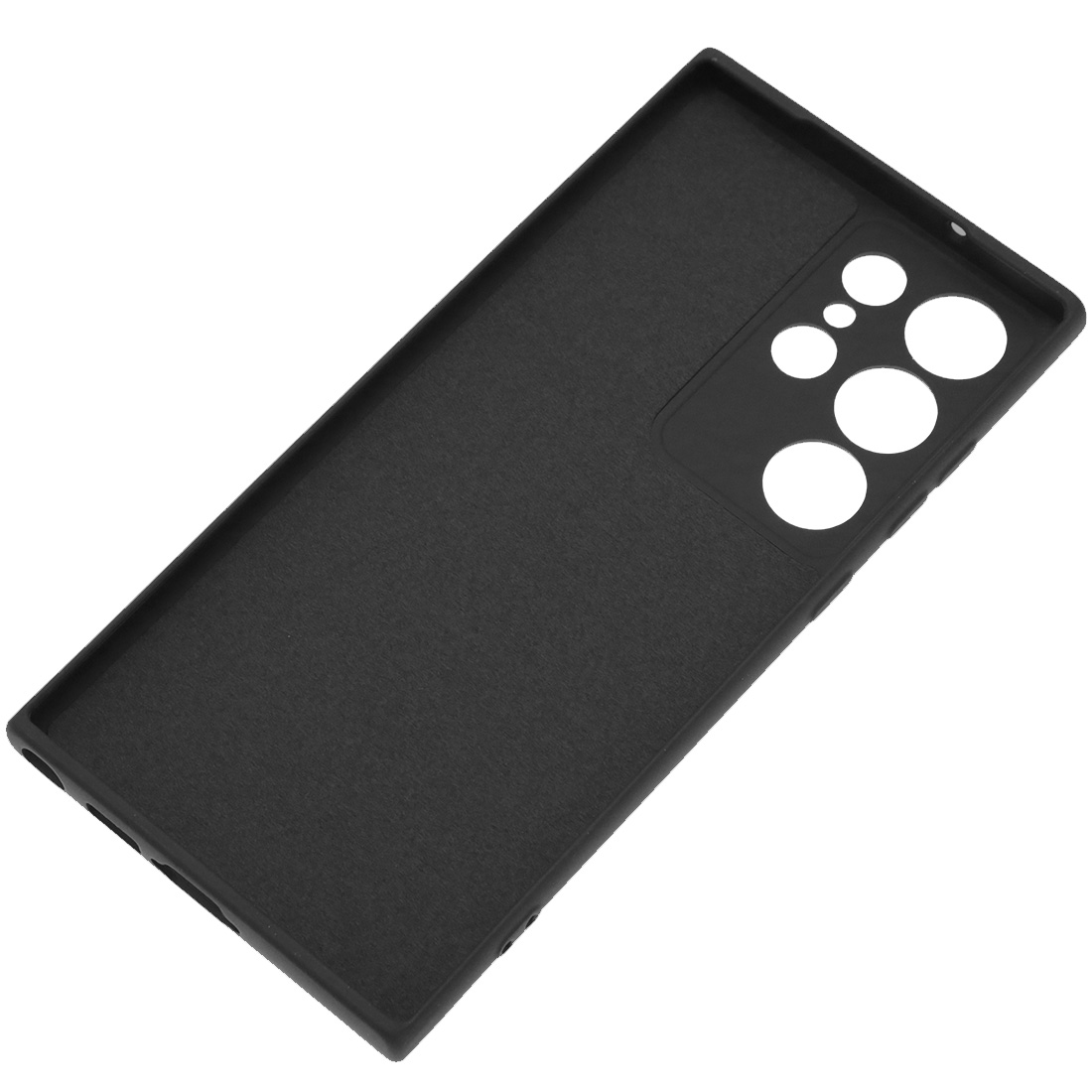 Чехол накладка Silicon Cover для SAMSUNG Galaxy S23 Ultra, защита камеры, силикон, бархат, цвет черный