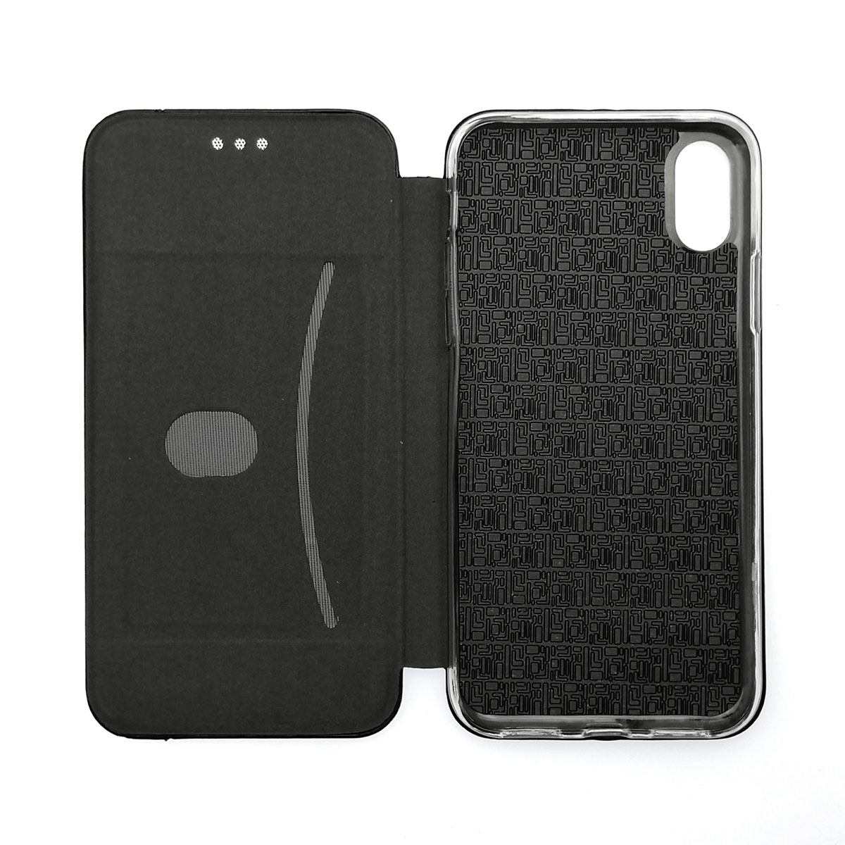 Чехол книжка VINTAGE LiNE для APPLE iPhone X, XS, экокожа, визитница, на магните, цвет черный.