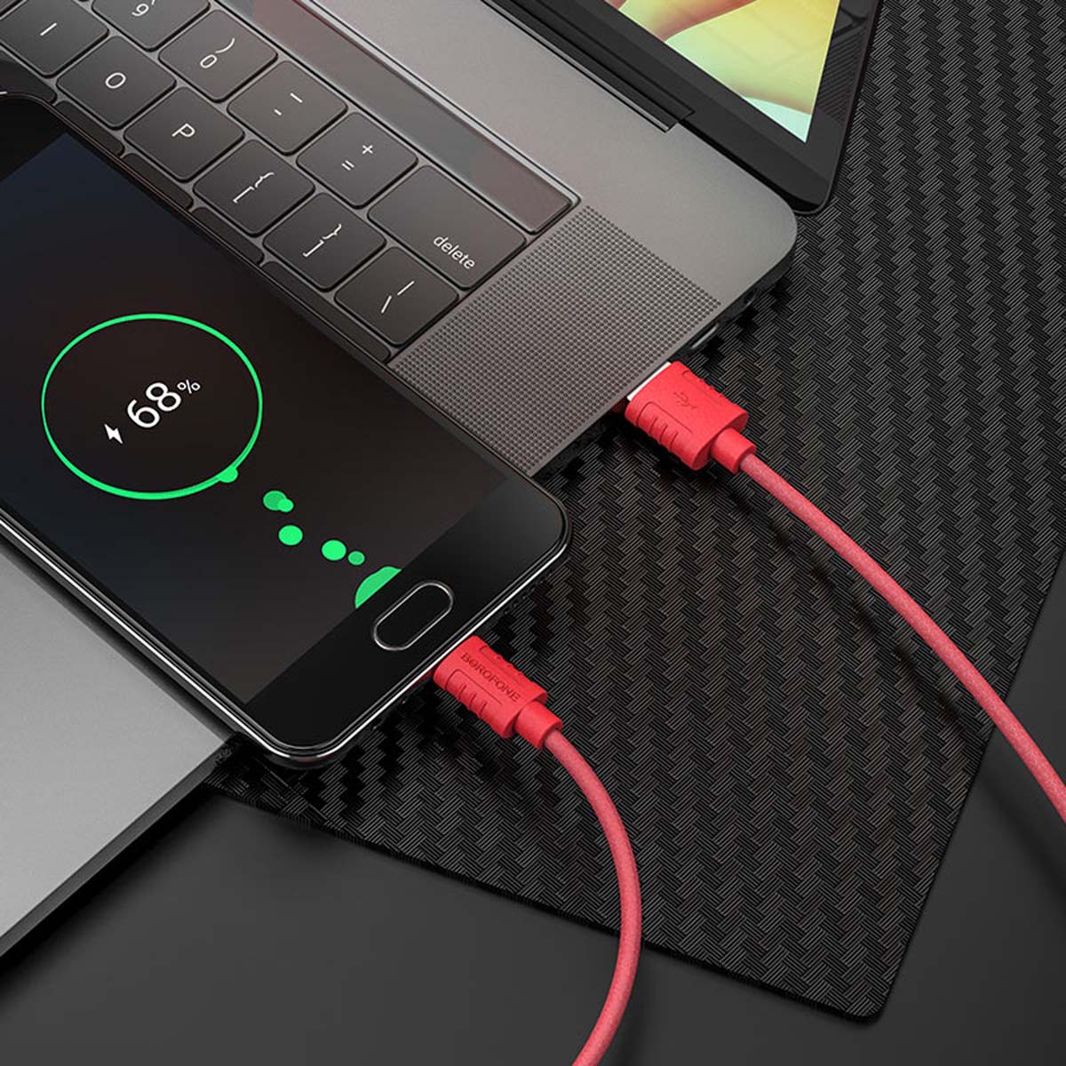 Кабель BOROFONE BX52 Airy Micro USB, 2.4A, длина 1 метр, цвет красный